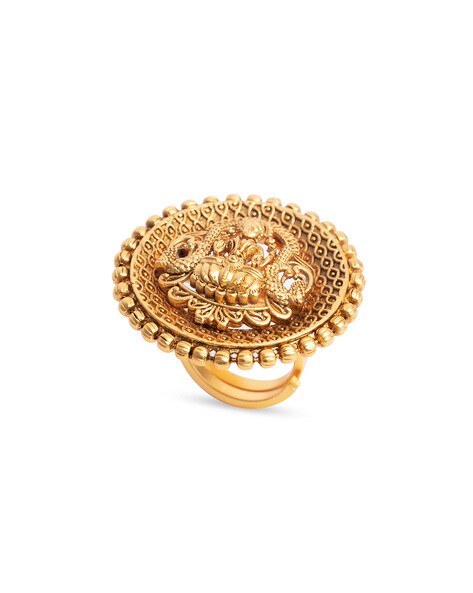 22K Antique Goddess Lakshmi Gold Ring - Vachya Jewels