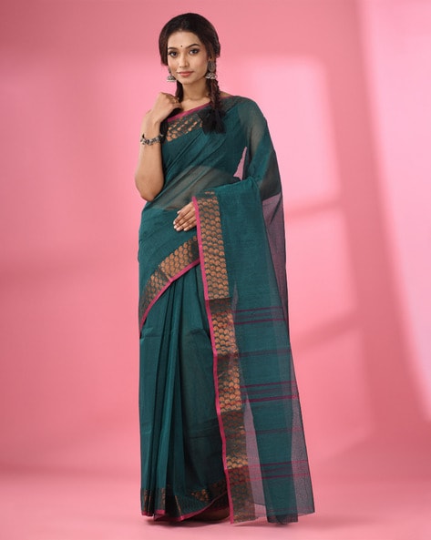 Buy Teal Sarees for Women by Indie Picks Online