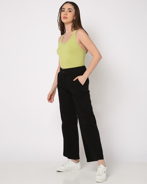 Buy Black Trousers & Pants for Women by Fable Street Online | Ajio.com