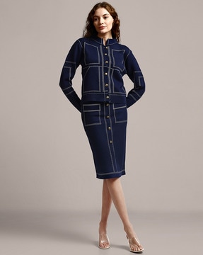 Buy Navy Blue Suit Sets for Women by IKI CHIC Online