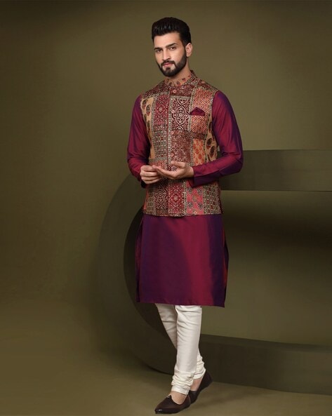 Kurta pant with hot sale nehru jacket