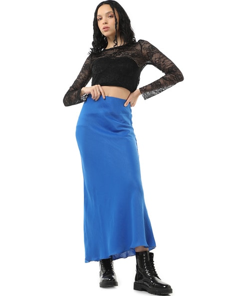 Buy BerryGo Women's Boho Floral Wrap Maxi Skirt High Waisted Long Skirt  with Slit, A1-blue, 4-6 at Amazon.in