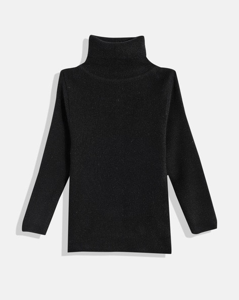 Girls black 2025 ribbed turtleneck