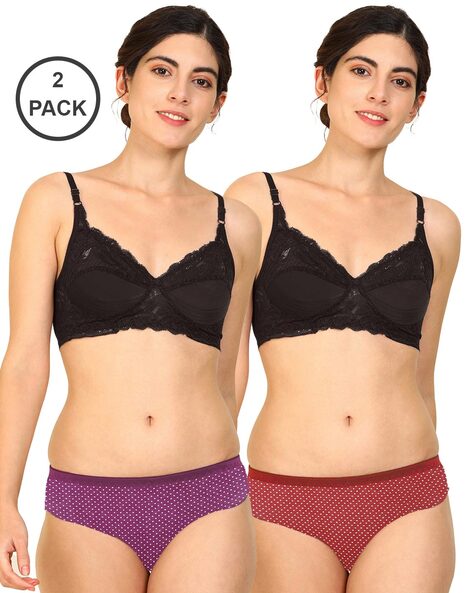 Pack of 2 Women Lace Bras with Panties