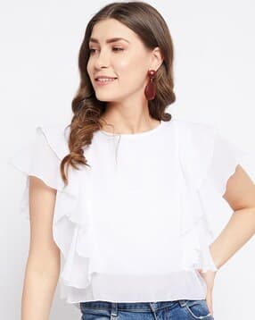 bitterlime Women Relaxed Fit Top with Ruffles-picture-24