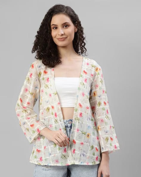 Women Floral Print Loose Fit Shrug