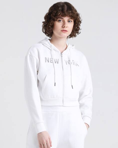 Buy ONLY Women Zip-Front Hoodie with F Online | Ajio.com