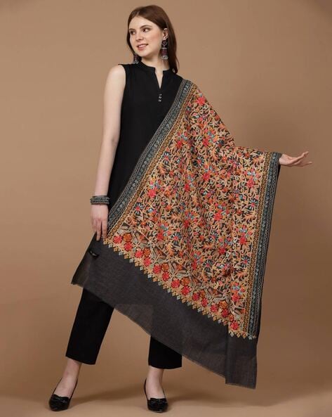 Women Floral Embroidered Shawl Price in India