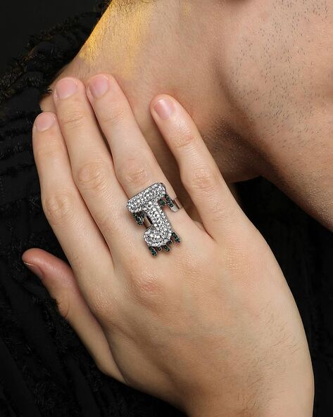 A-Z Letter Initial Rings For Women Men Gold Color Stainless Steel Alphabet  Ring Male Female Finger