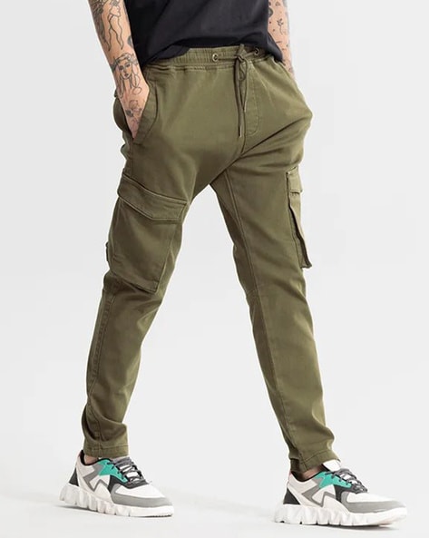 Spykar Olive Green Cotton Slim Fit Regular Length Trousers For Men -  vot02bbcg034olivegreen