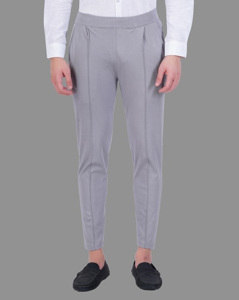 Buy Women Navy Stripe Formal Regular Fit Trousers Online - 638033 | Van  Heusen