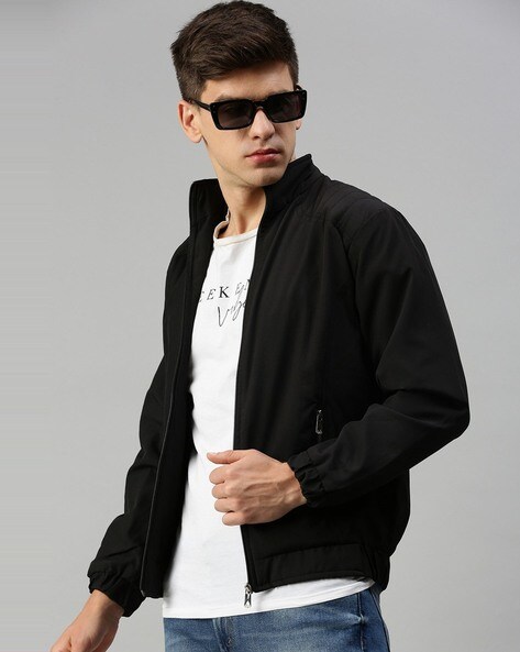 Buy Brand Print Slim Fit Bomber Jacket Online at Best Prices in India -  JioMart.