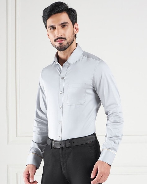 Men Relaxed Fit Shirt with Patch Pocket