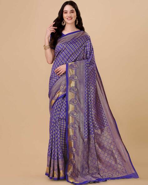 Buy Navy Blue Sarees for Women by Indie Picks Online