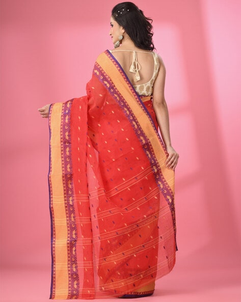 Bengal Handloom Tant Saree (W/B-Cotton) 13109 | Saree look, Ethiopian  clothing, Plain saree with heavy blouse