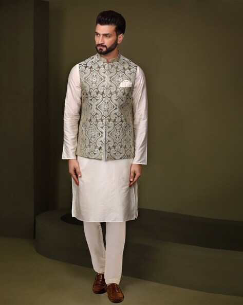 Kurta pant outlet with nehru jacket