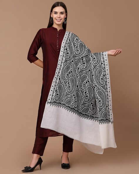 Women Paisley Embroidered Shawl Price in India