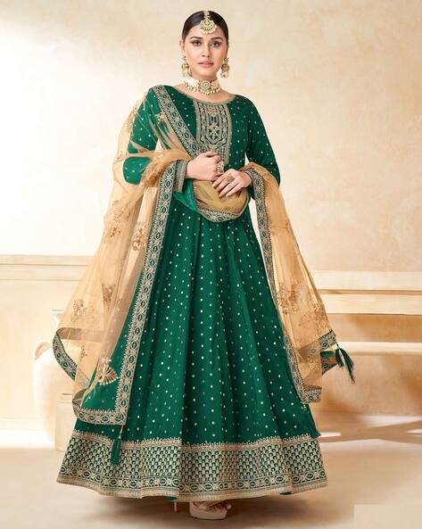 Women Embroidered Semi-Stitched Dress Material with Dupatta Set Price in India