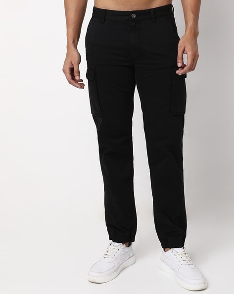 Buy GAS Black Mens Slim Fit 6 Pocket Cargo Trousers