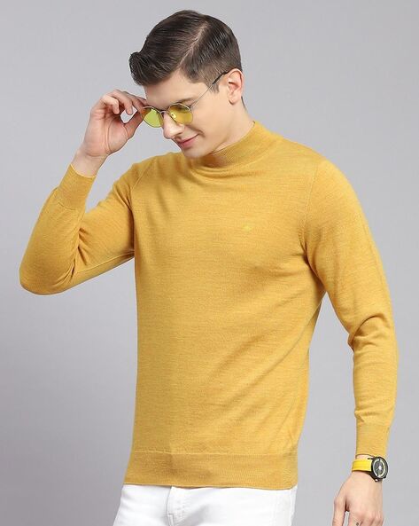 Mustard roll neck mens best sale