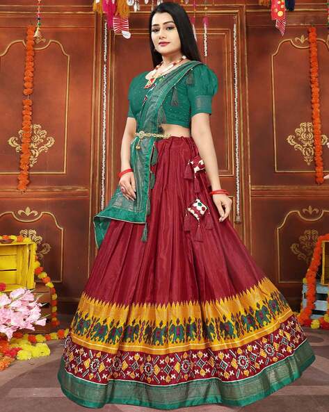 Buy Green Bridal Lehenga Choli Printed Dupatta at EthnicPlus for ₹3499