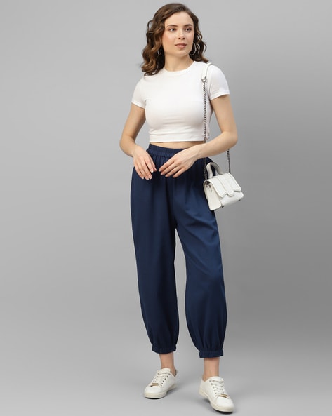 Buy Navy Blue Track Pants for Women by Marks & Spencer Online | Ajio.com