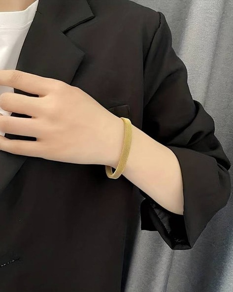 Fancy 14k Yellow Gold Polished Industrial Link Bracelet 7 1/2