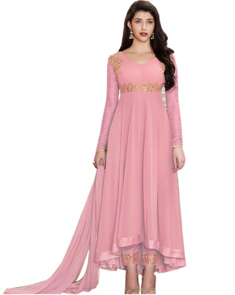 Women Embroidered 3-piece Semi-Stitched Dress Material Price in India