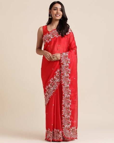 Buy Pink Sarees for Women by SATRANI Online | Ajio.com