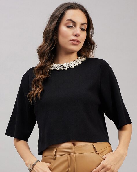 Buy Black Tops for Women by ORCHID BLUES Online