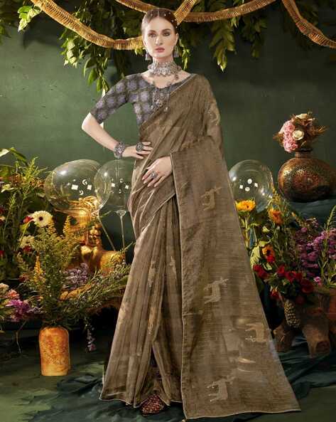 Buy Grey Sarees for Women by Ri-wah Online | Ajio.com