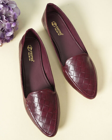 Burgundy pointed toe flats hot sale