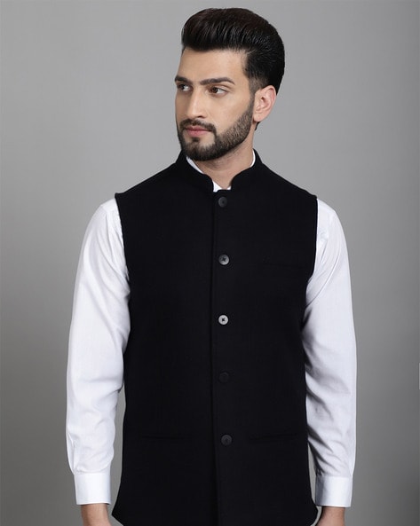 Men Tailored Fit Waistcoat with Inserted Pockets