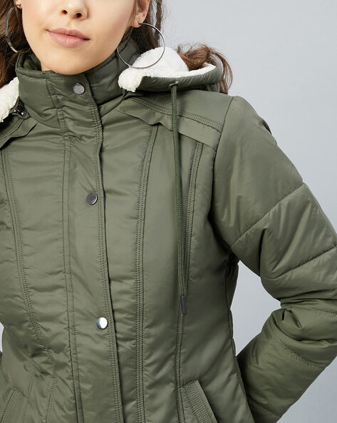 ladies hooded bomber jacket