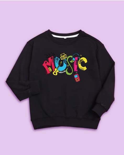 Buy Black Sweatshirts Hoodie for Girls by Nusyl Online