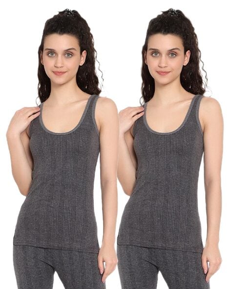 Women Pack of 2 Ribbed Thermal Vests