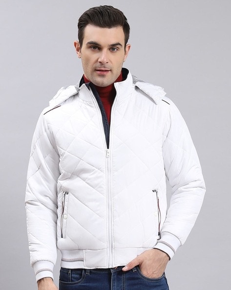 Buy Men Olive Solid Hooded Full Sleeve Jacket Online in India - Monte Carlo