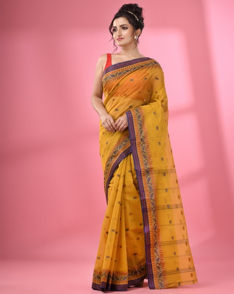 Woodentant Women's Tant Cotton Saree Without Blouse Piece (Wcs192_Beige) :  Amazon.in: Fashion