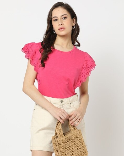 Women Top with Flutter Sleeves