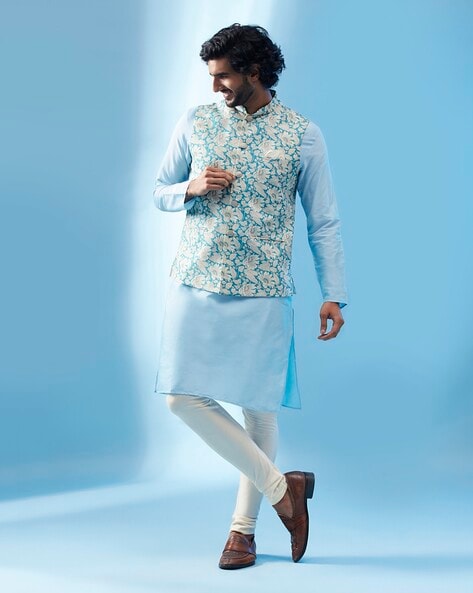 Buy Blue 2 Piece Ethnic Suit for Men by KISAH Online Ajio