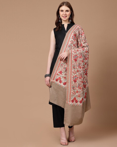 Women Floral Embroidered Shawl Price in India