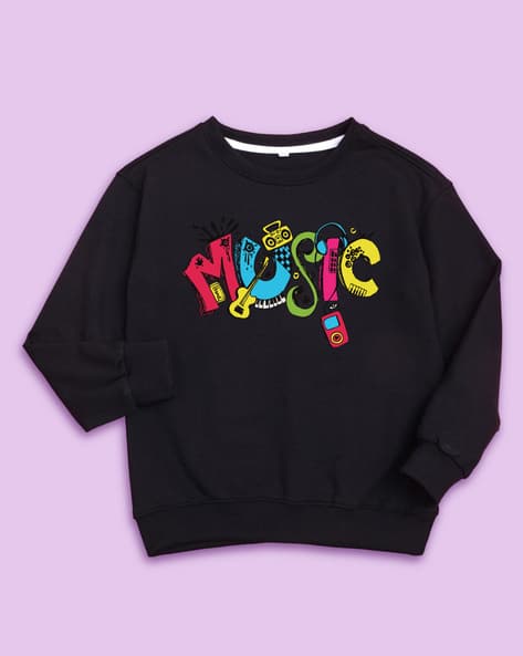 Buy Black Sweatshirts Hoodie for Girls by Nusyl Online