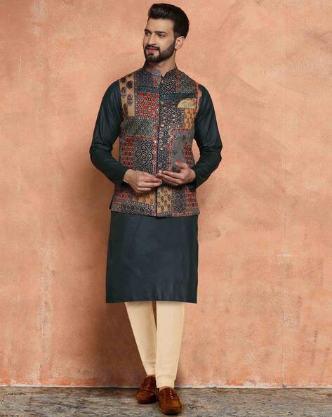 Buy Red Embroidered Solid Kurta Trousers Set Online - Aurelia