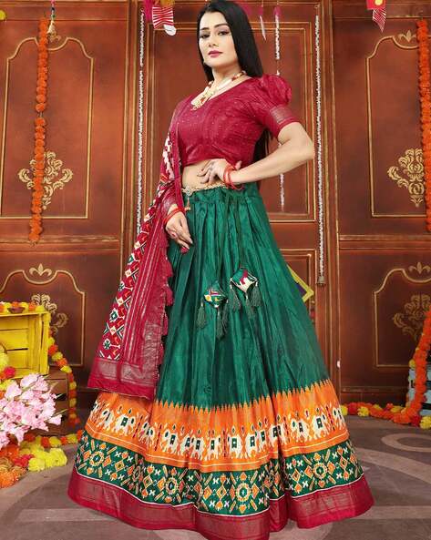 Rust Orange And Green Thread Embroidered Wedding Bridal Lehenga Choli -  Zakarto