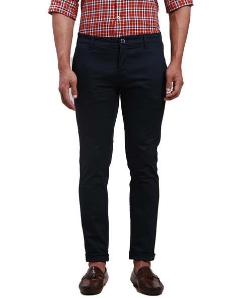 Parx Dark Grey Low Rise Tapered Fit Trouser : Amazon.in: Fashion