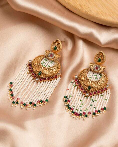 Golden Beads Handmade Beaded Earrings, Size: Large at Rs 160/pair in New  Delhi