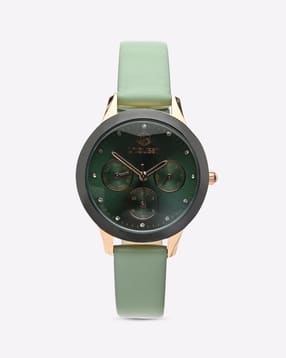 Mint Green Dial Analogue Fashion Watch with Multi-Dial Function And Leather Strap For Women-image-6