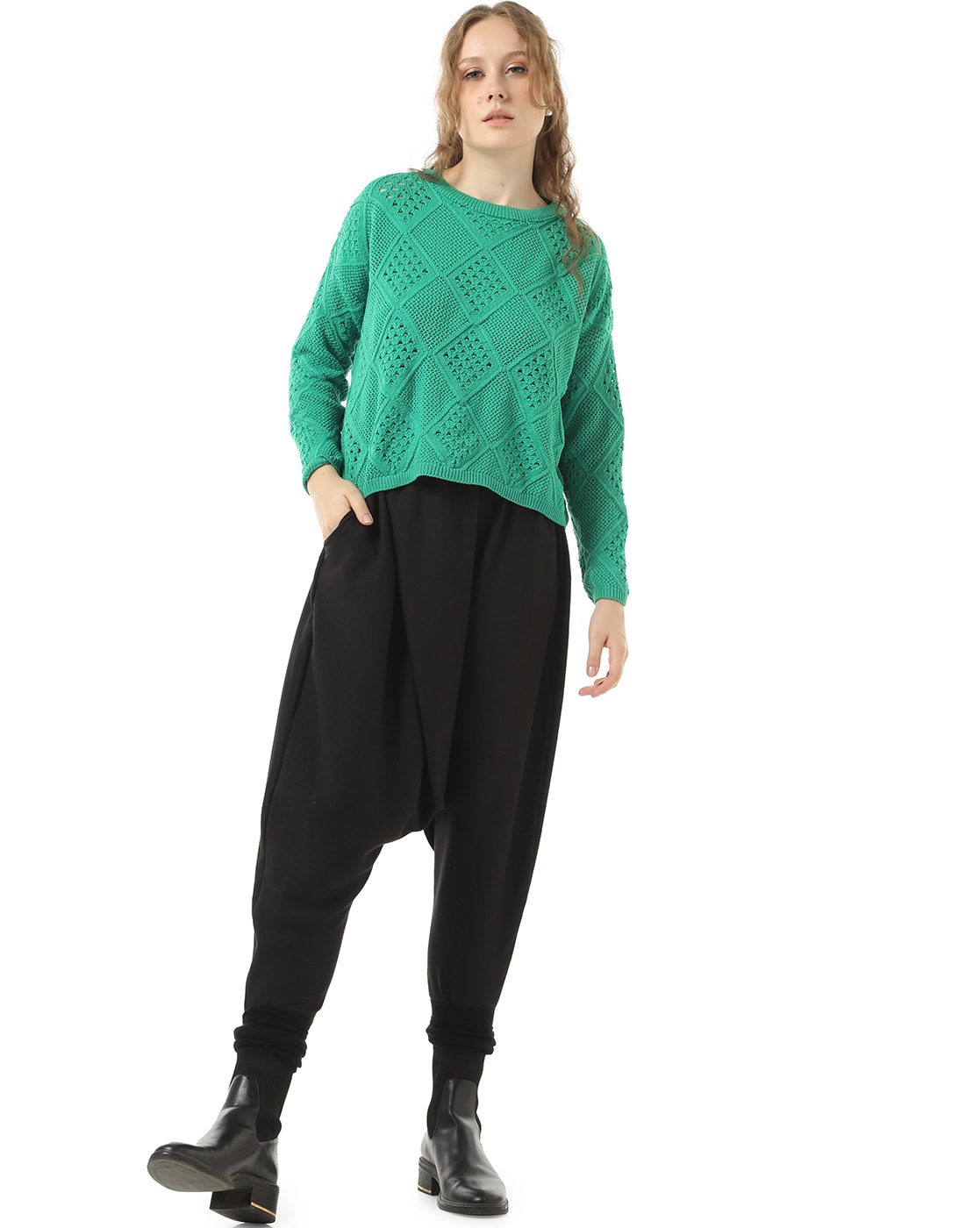 Women Pointelle-Knit Relaxed Fit Top