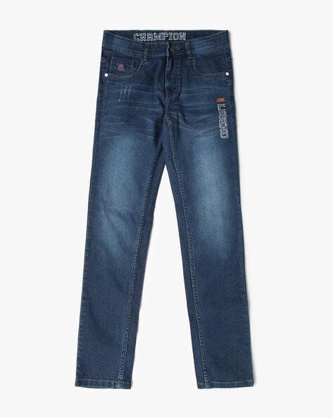 Boys Mid-Wash Straight Fit Jeans