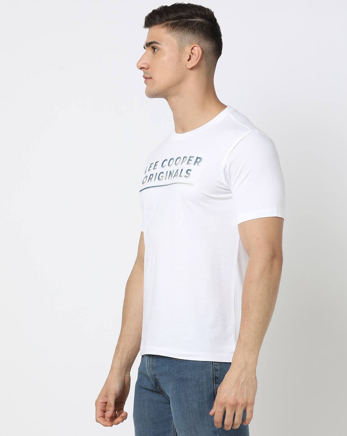 T-shirt Homme Lee Cooper Blanc - Taille M | Coton Léger | Manches Courtes | Neuf Avec étiquette | Coupe Régulière Classique